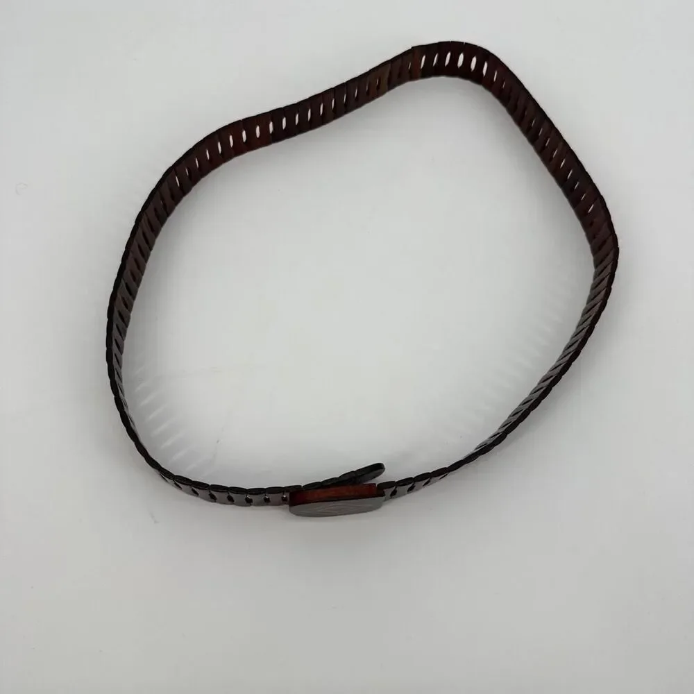 Vintage Wood Inlay Click Belt Diamond Size S-M Boho Western